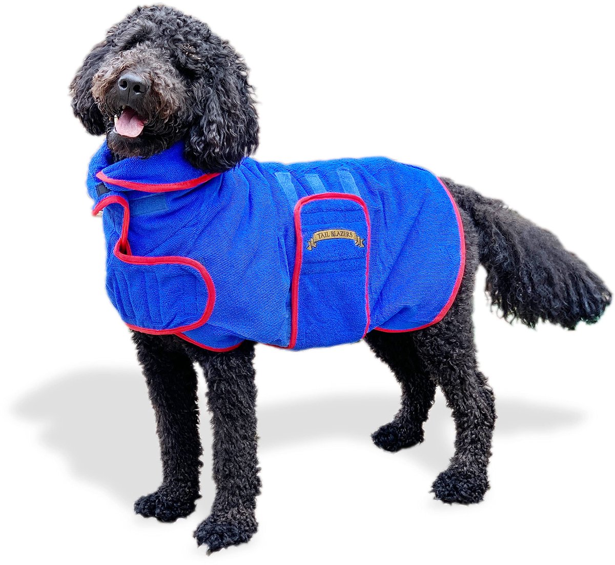 SnelShoppen - Hondendroogjas Microvezel - Zachte Dubbele Laag - Blauw - Ideaal na Lopen, Regen of Douche - Machinewasbare Honden Badhanddoek - M