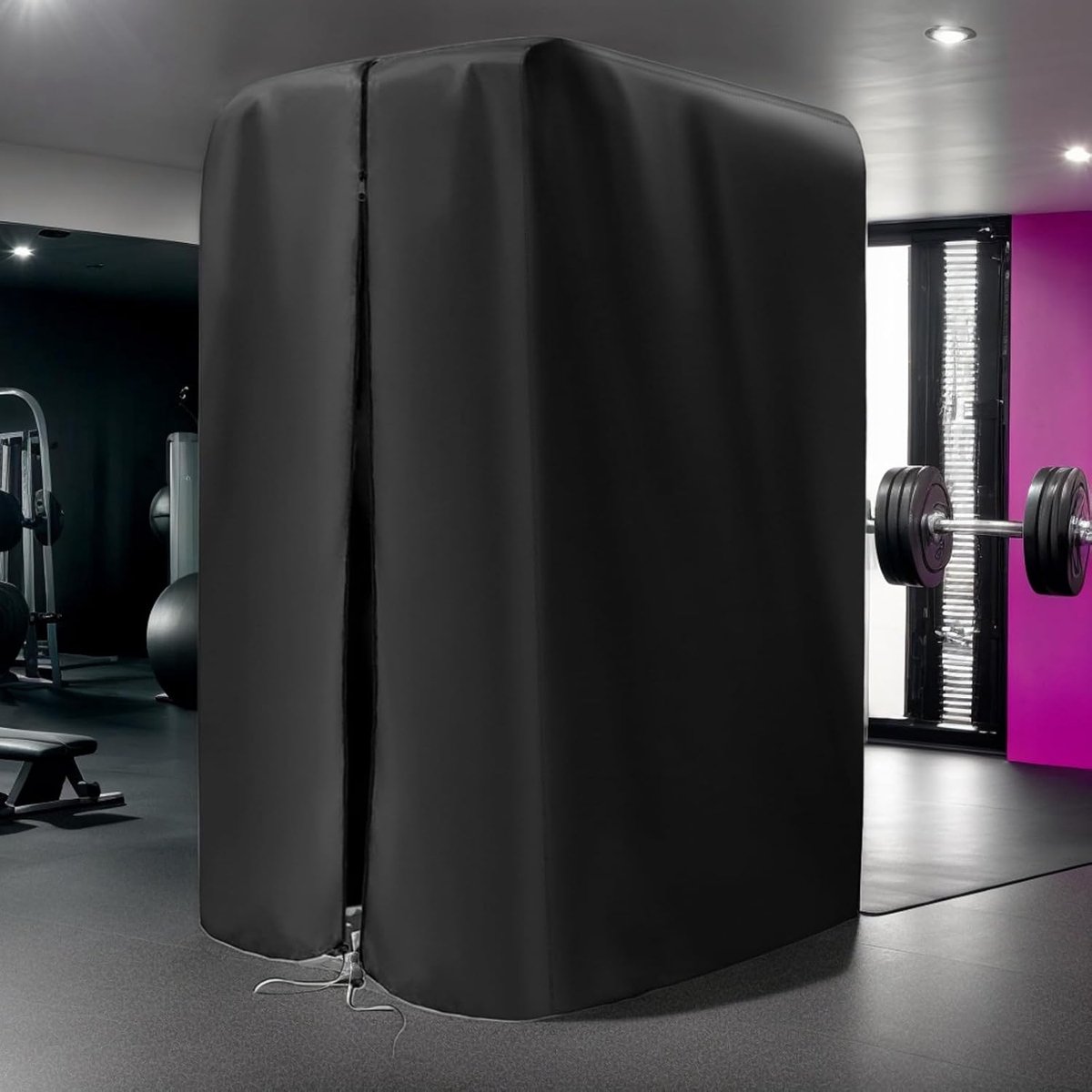 Optrekstation Afdekhoes - Beschermhoes Fitnessapparaat - Apparaat Beschermen - Waterdichte Ritssluiting - 102 x 107 x 163 cm - Zwart