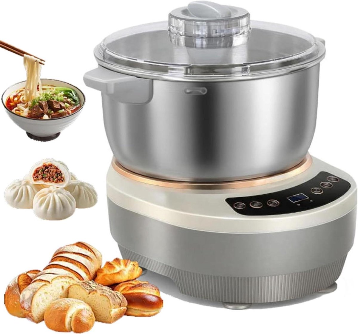 Deegmixer - Standmixer Keukenmachine - Brood Bakken - Thermostatische Fermentatie - 7L - Zilverkleurig