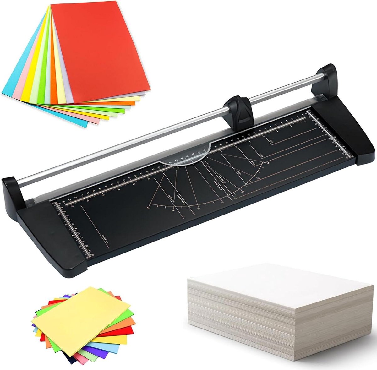 Handmatige Papiersnijder - Papier Snijmachine Guillotine - Knutselen en Kantoor - Roterende Schuifkop - A2 formaat 703 cm - Zilver