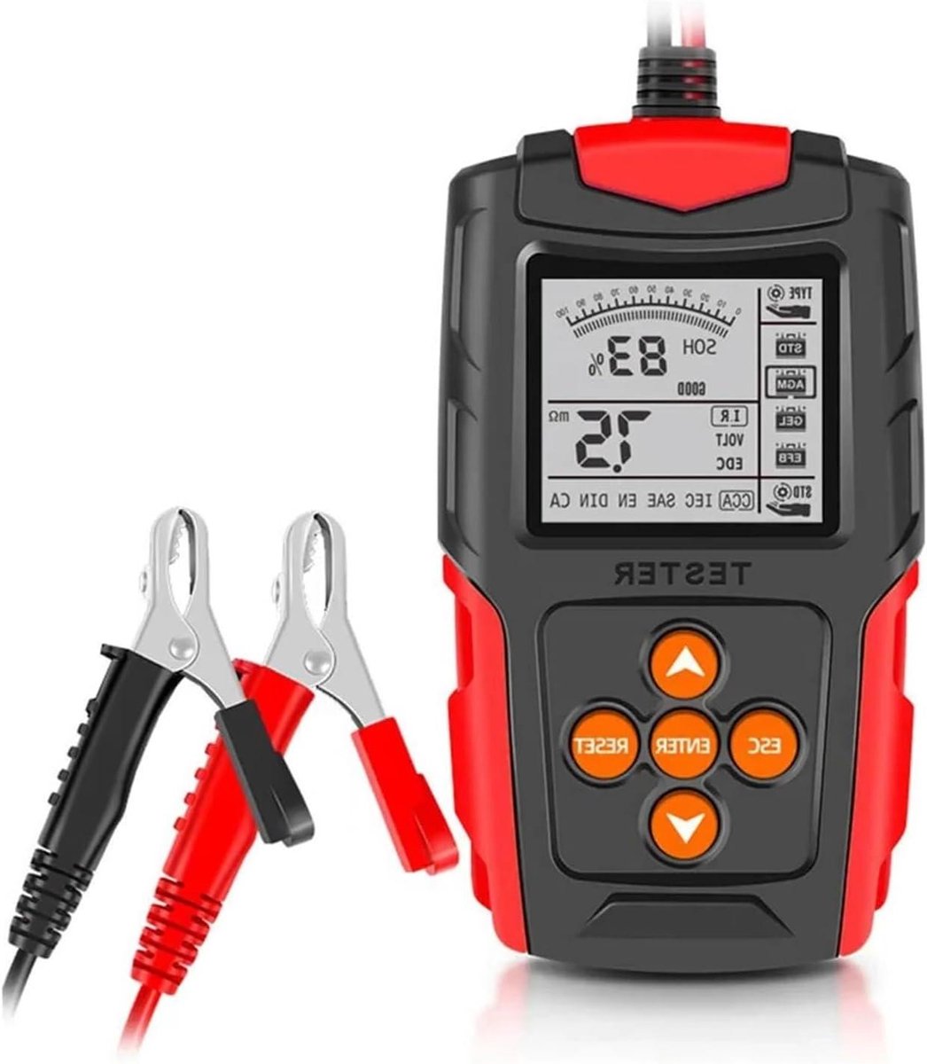 Accu Belastingstester - Accu Analysator - Accu Gezondheid Testen - Meet SOH SOC CCA - 3Ah - 200Ah - Rood