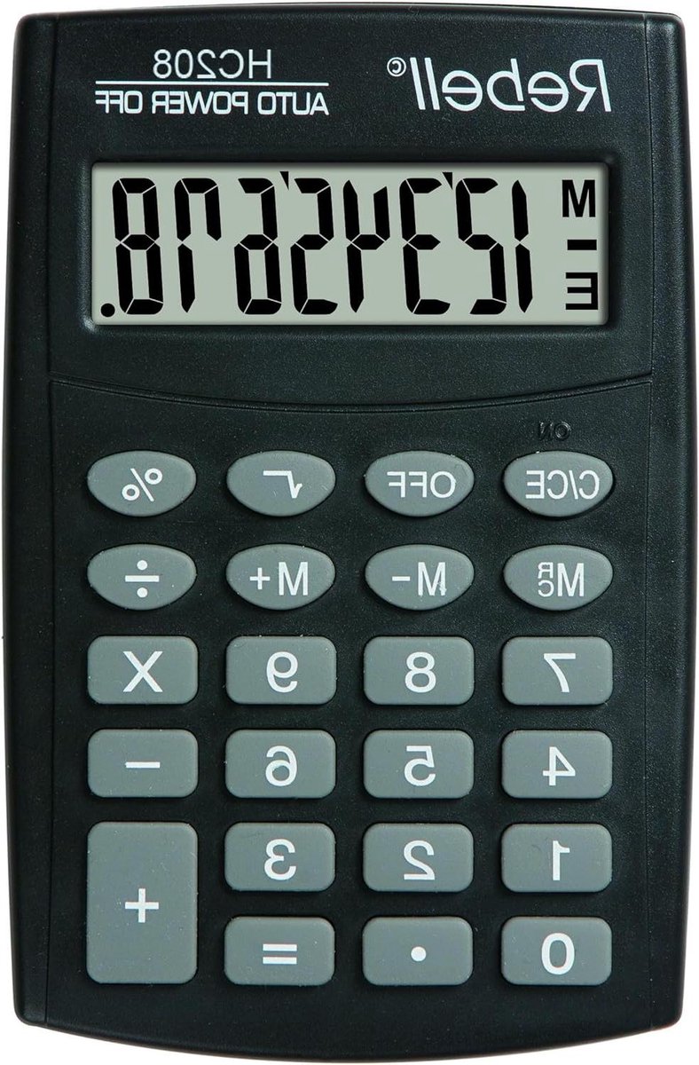 Eenvoudige Rekenmachine - Basis Calculator - Dagelijkse Berekeningen - Drievoudig Geheugen - 8-cijferig LCD - Zwart