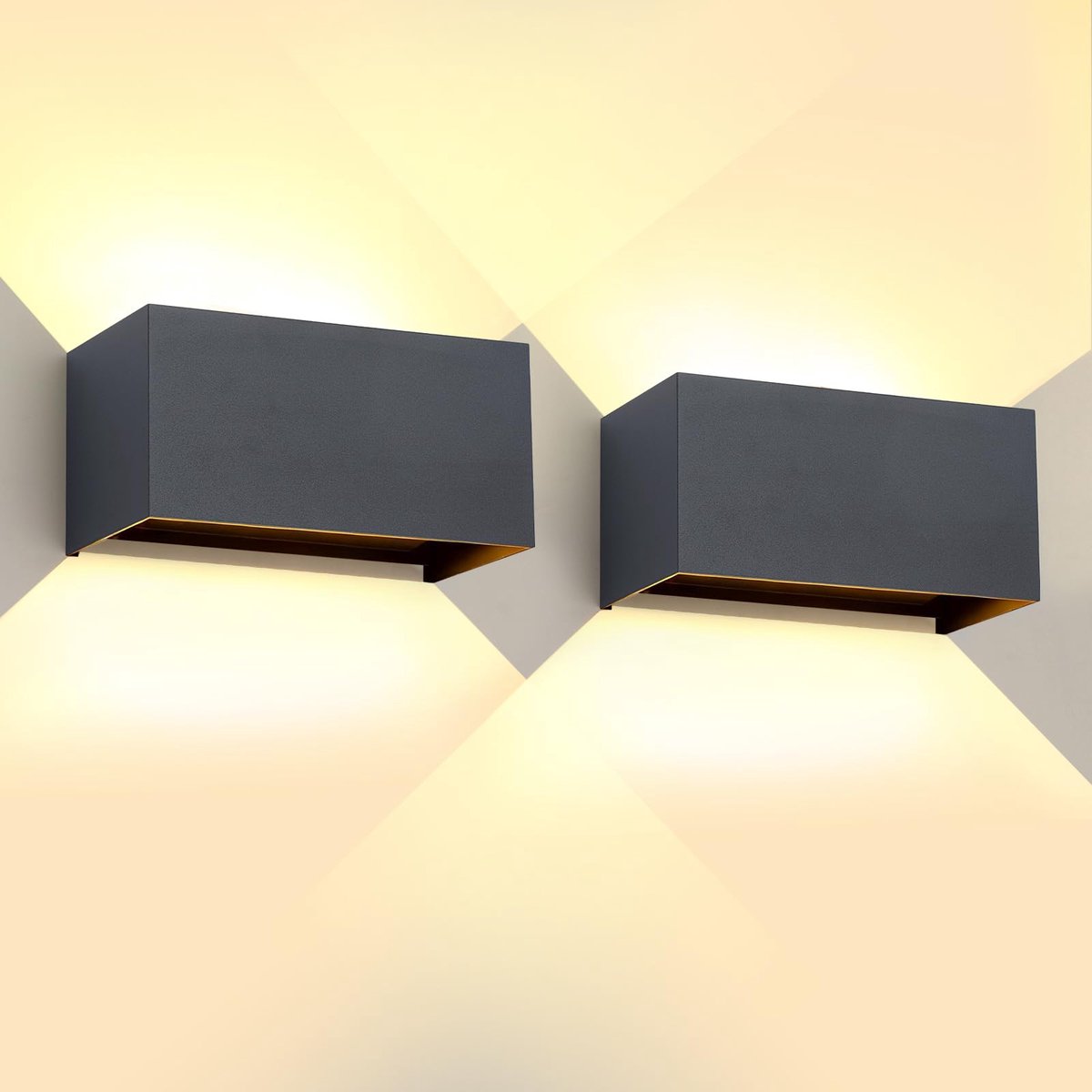SnelShoppen - 2x 25W LED Muurverlichting IP65 Waterdicht Antraciet Modern Aluminium 3000K Warm Wit Verstelbare Lichthoek Voor Binnen/Buiten
