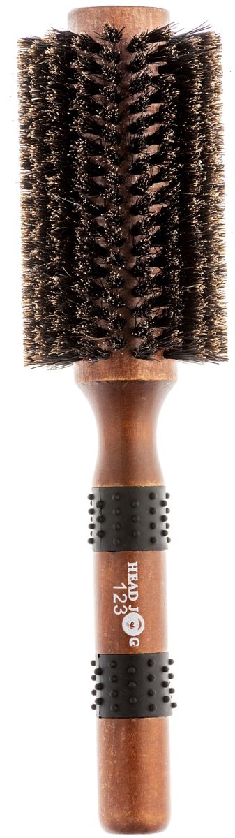 SnelShoppen - Ronde Haarborstel 100% Natuurlijke Zwijnenharen met Houten Handvat - Volumizer, Stylingborstel voor Krullen, Gladmaken en Glans - Perfec