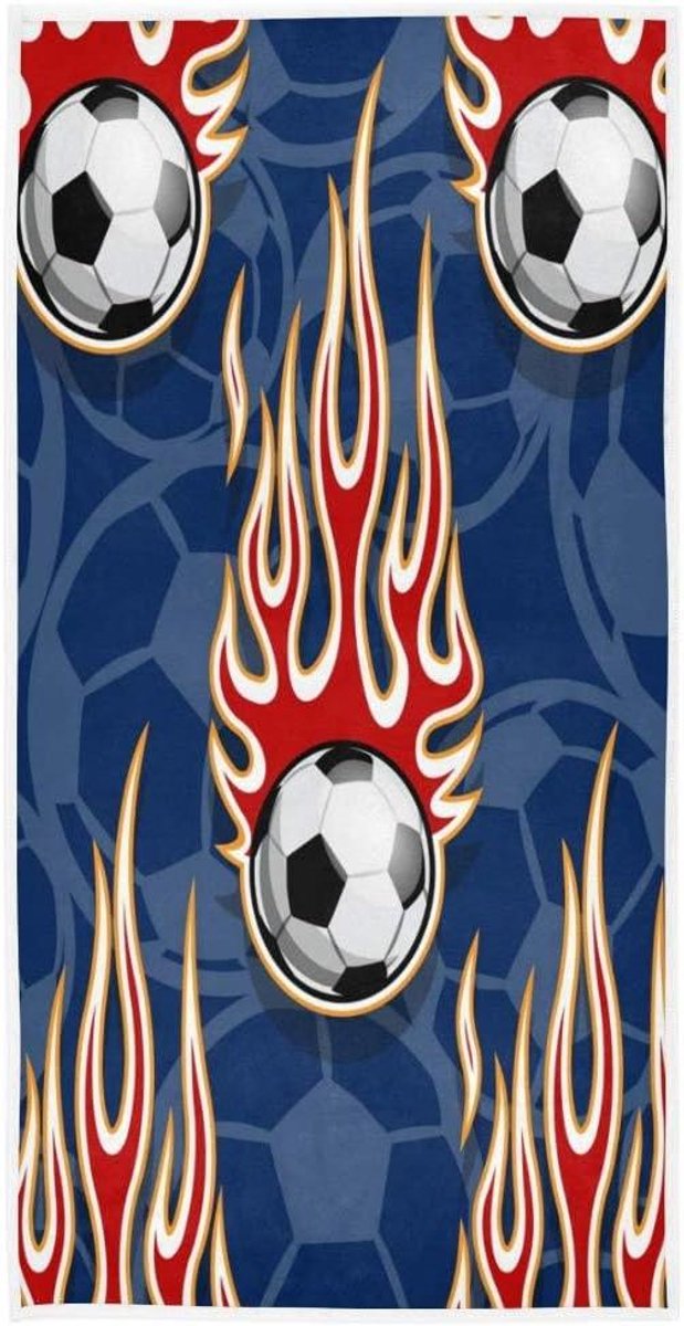 Handdoek Vlam Voetbal - Strandlaken Badhanddoek - Snel Drogen - Zelf Ontworpen Print - Eén Maat - Multicolor