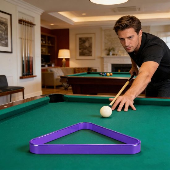 Driehoekig Poolrek - Biljartrek Ballenrek - Biljart Spel Opzetten - Stabiel PVC Ontwerp - 305 x 275 cm - Paars — afbeelding 3