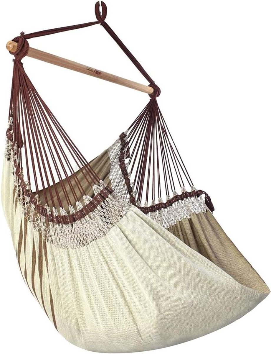 Hangstoel - Hangmatstoel Schommelstoel - Ontspannen Zitten - Handgemaakt Macramé - 110 x 180 cm - Beige Bruin