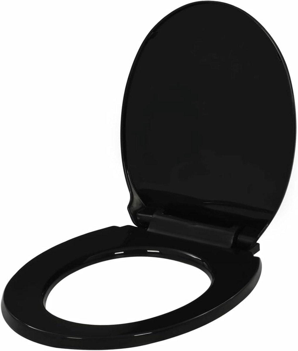 Gewatteerde wc-bril - Toiletzitting met deksel - Comfortabel zitten - Soft-close sluiting - Universeel - Zwart