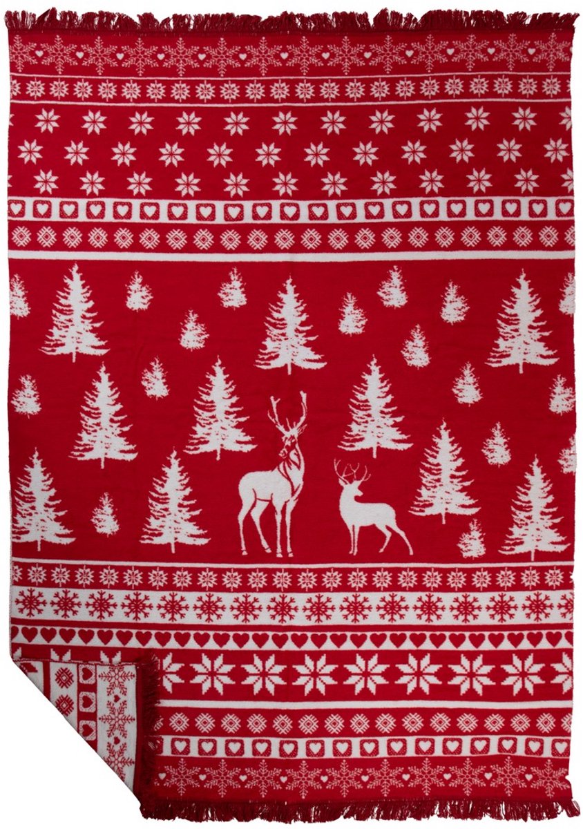 plaid nordic hert rood xl 150x200cm