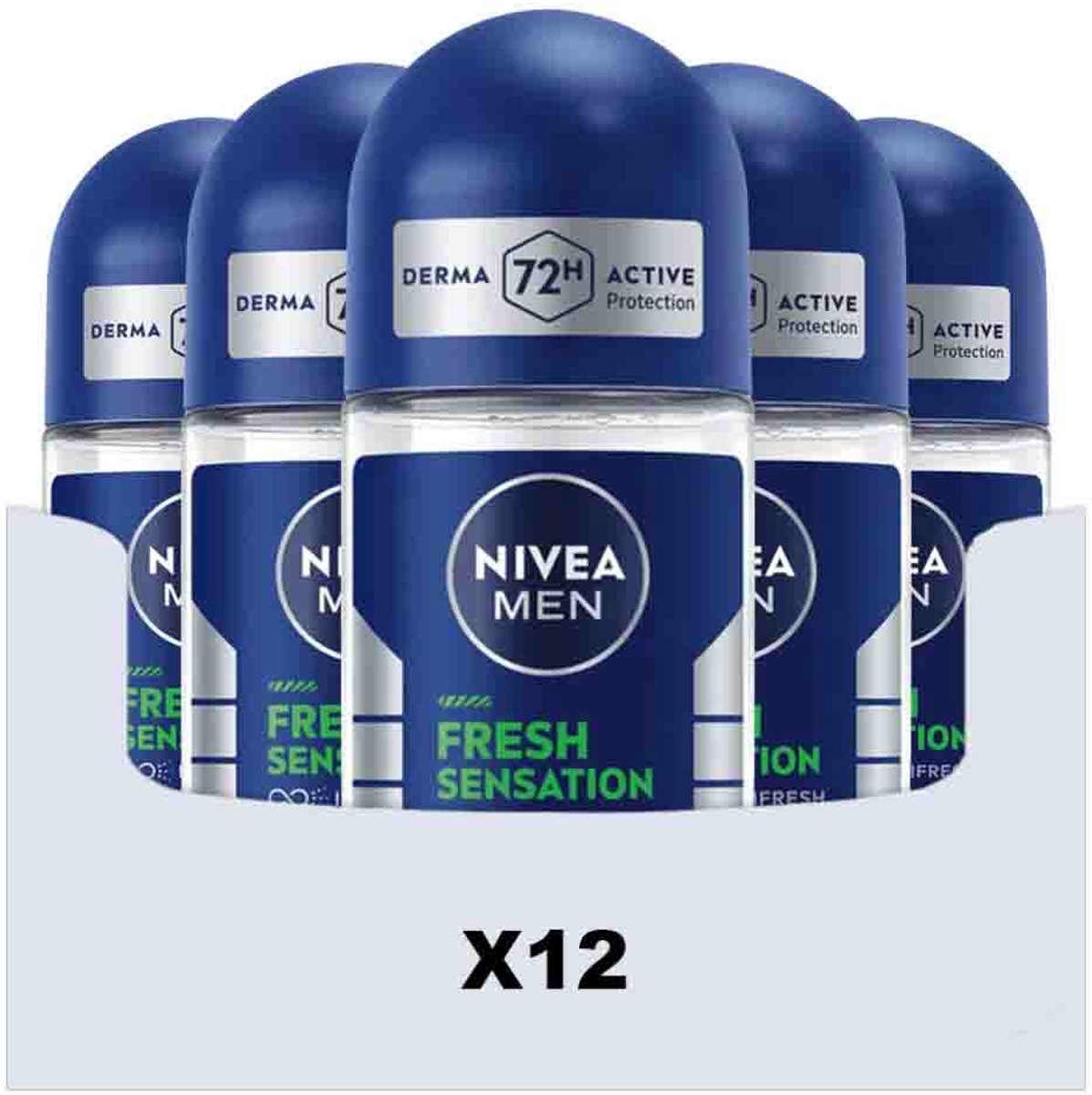 NIVEA Deodorant Roller For Men Fresh Sensation - 12 x 50 ml - Voordeelverpakking