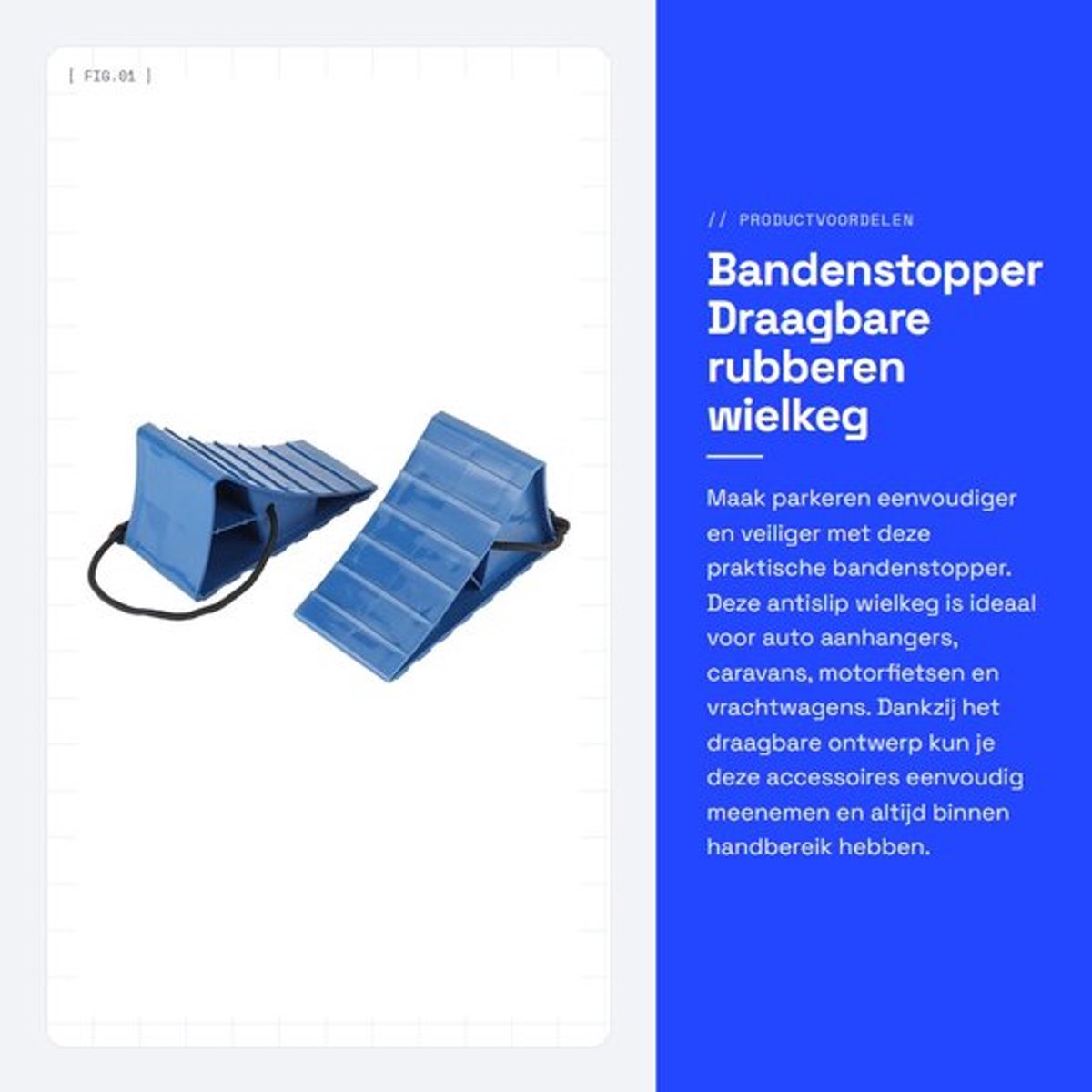 Bandenstopper Antislip - Draagbare Wielkeg - Parkeeraccessoires - 2 Stuks - PP Materiaal - 10,5x9,5x20cm - Wielkegel
