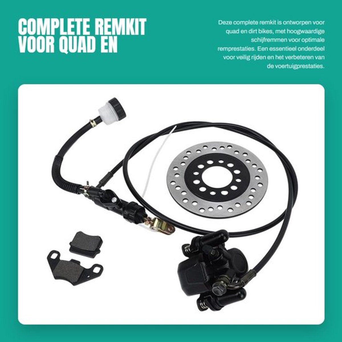 Remschijfset Schijfrem - Remschijf Rotor - Vervanging voor Dirt Bike/Quad - Compatibel met 50/110/125/150/200/250 - Inclusief Remblok/Remkabel - Schijfremset
