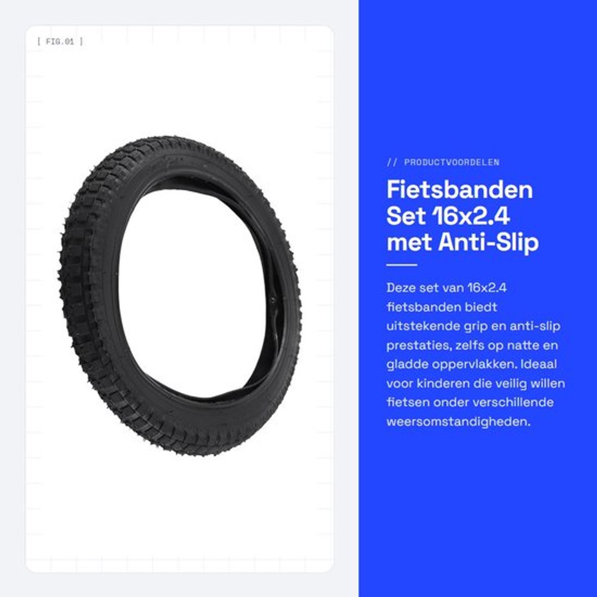 Fietsbanden 16x2.4 - Antislip Rubberbanden - Opvouwbare Binnenbuizen - Schokbestendig - Verbeterde Stabiliteit - Veilig voor Kinderfiets - Bicycle Tires