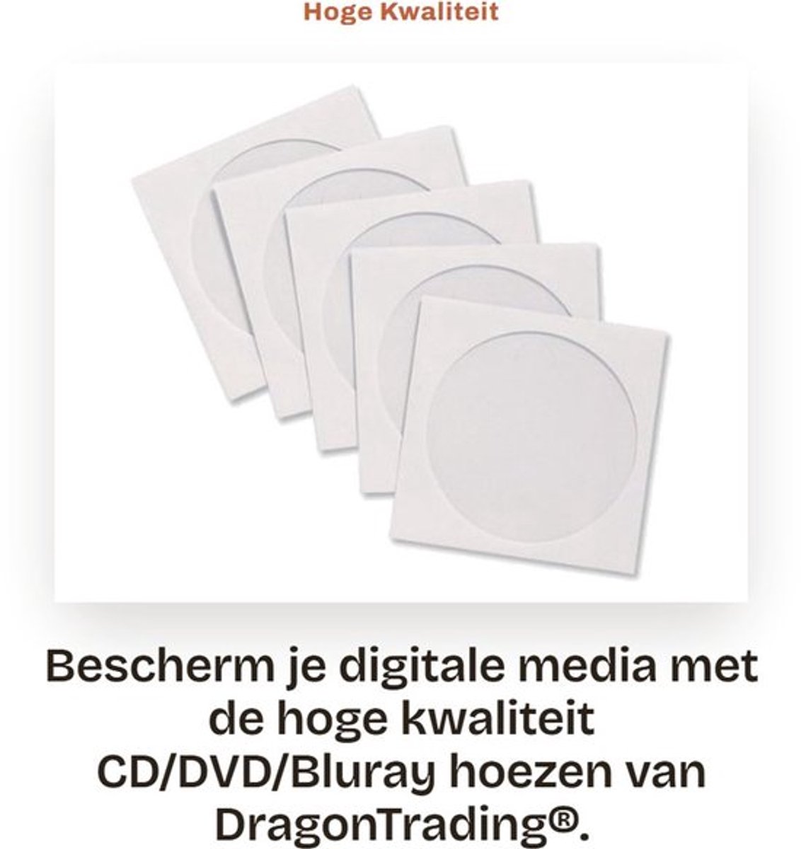 Disc Cover Hoogwaardige Witte Papieren Hoezen - CD/DVD/Bluray Opbergmap - Bescherming tegen Stof/Scratches - 128mm x 125mm - Duidelijke Venster - Tuck Flap - Cd Hoes