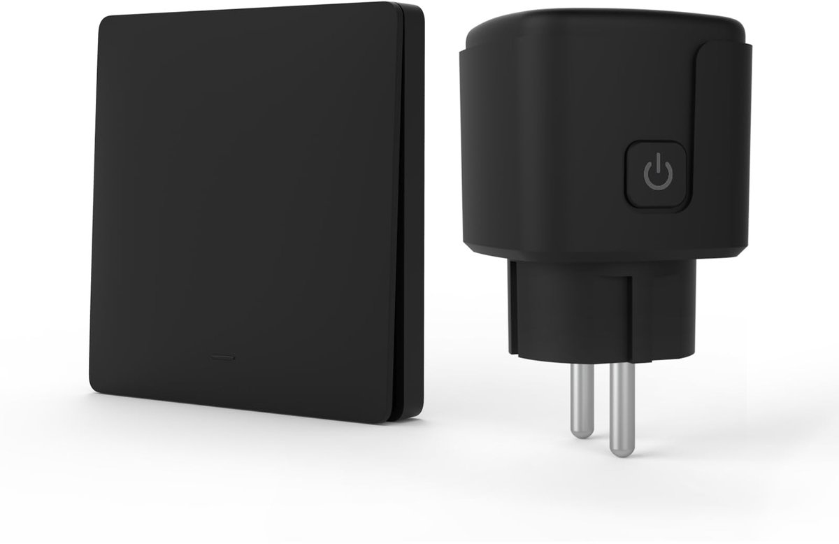 SnelShoppen - Draadloze Stopcontact Set 3500W met 433MHz Schakelaar & Stekker - Zelfvoorzienend, Zwart, Voor Lampen & Apparaten - Ideaal voor Thuis, T