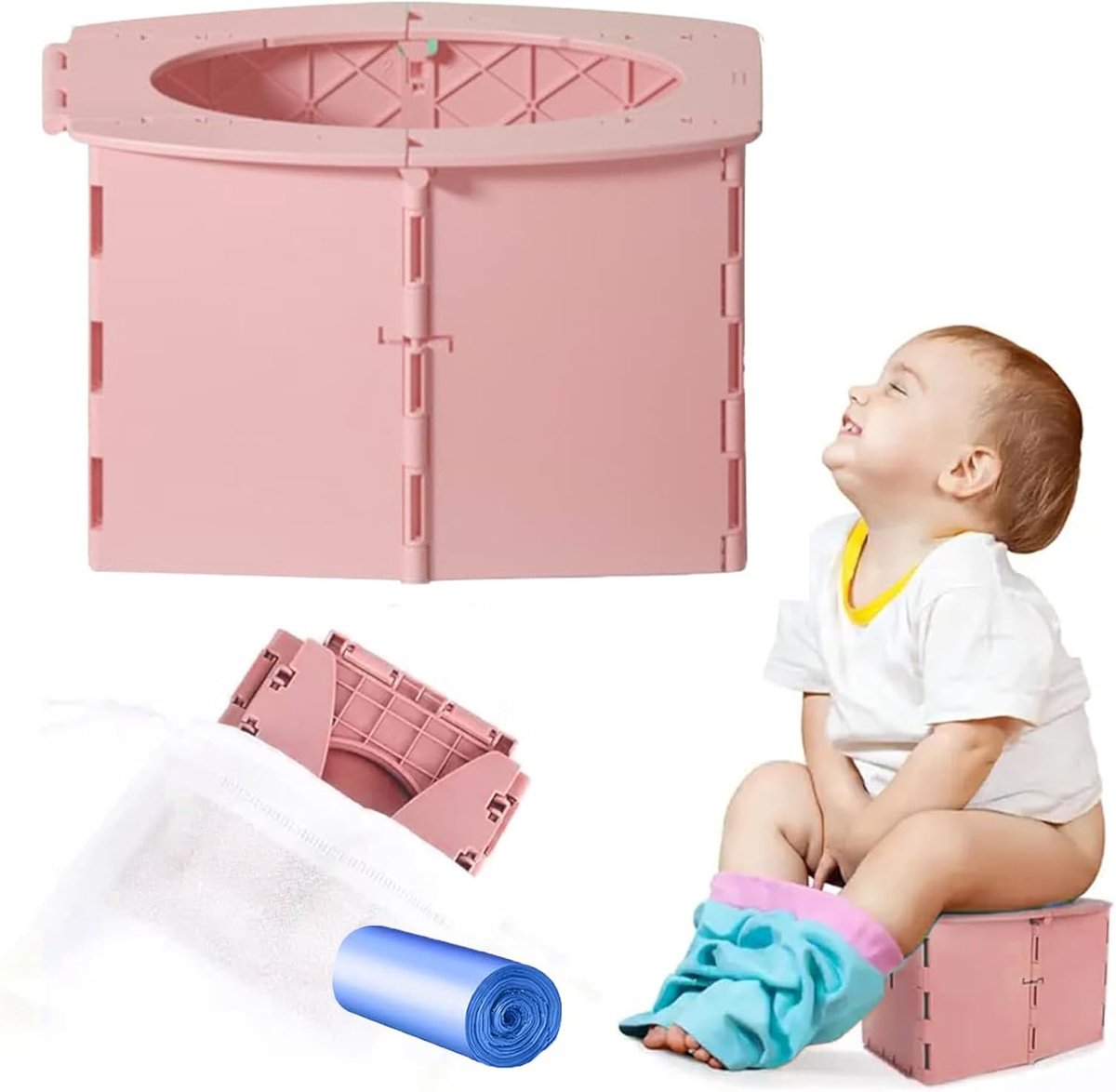 Thijox - Opvouwbaar Potje voor Kinderen, Reispotje in Roze, Toiletbril voor Kinderen, Ideaal voor Onderweg, Potje-training, Compact en Lichtgewicht, P