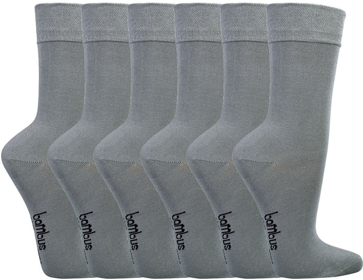 Voordeelbundel 12 Paar Socks4fun Bamboe Sokken - 6 Paar + 6 Sneakersokken - Grijs - Naadloos