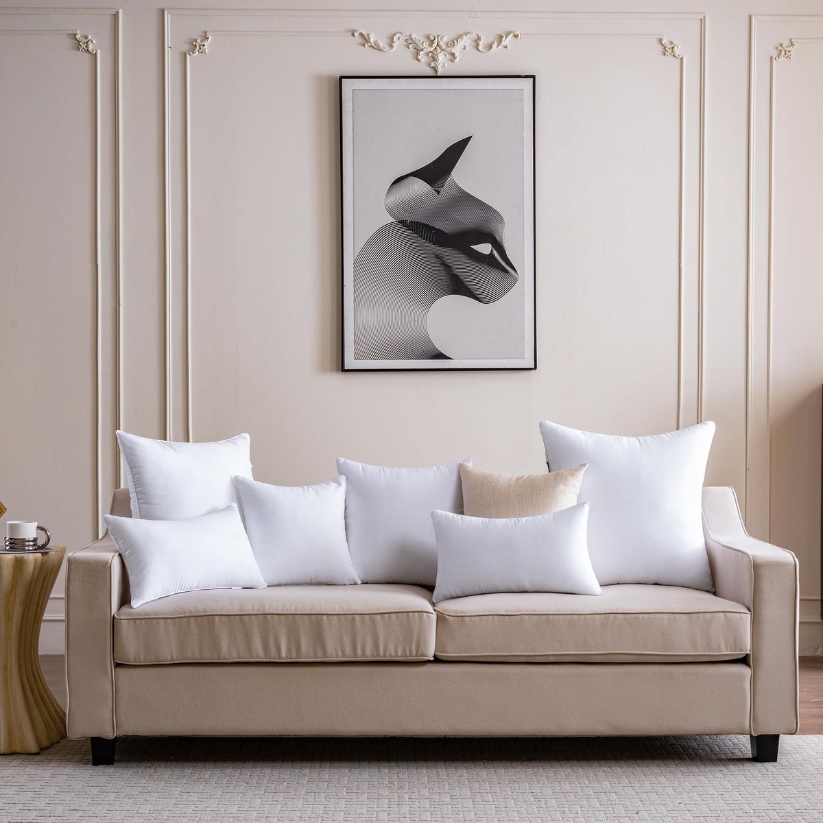 SnelShoppen - Set van 2 Kussenvulling 60x60 cm - Decoratieve Inzetstukken voor Bank en Slaapkamer - Binnenkussens voor Woonkamer, Kleur Wit, Perfect v