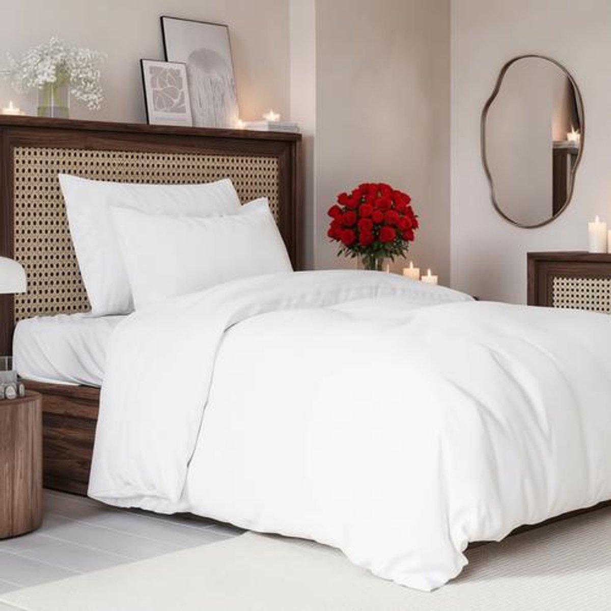 Arvion 3-delige dekbedovertrekset - Wit - Dekbedovertrek 240x220 cm en 2 kussenslopen 65x65 cm - Microvezel polyester met ritssluiting en hoekbandjes - OEKO-TEX gecertificeerd