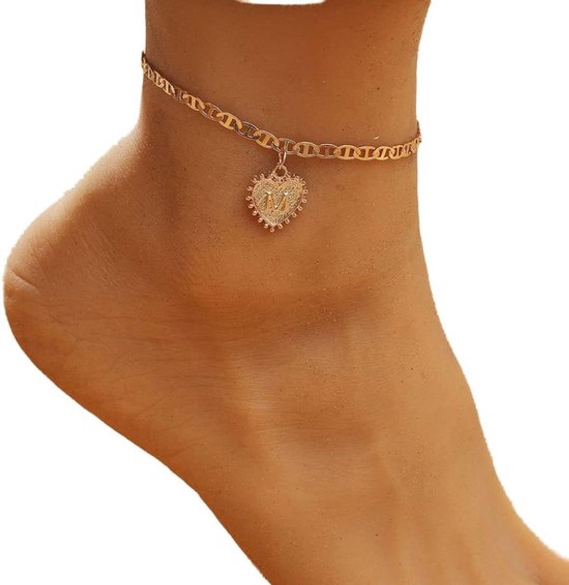 Verstelbare Enkelbandje met Gouden Hartvormige Hanger - Zomerse Enkel Armband voor Strand - Voet Sieraden Ketting voor Vrouwen en Meisjes