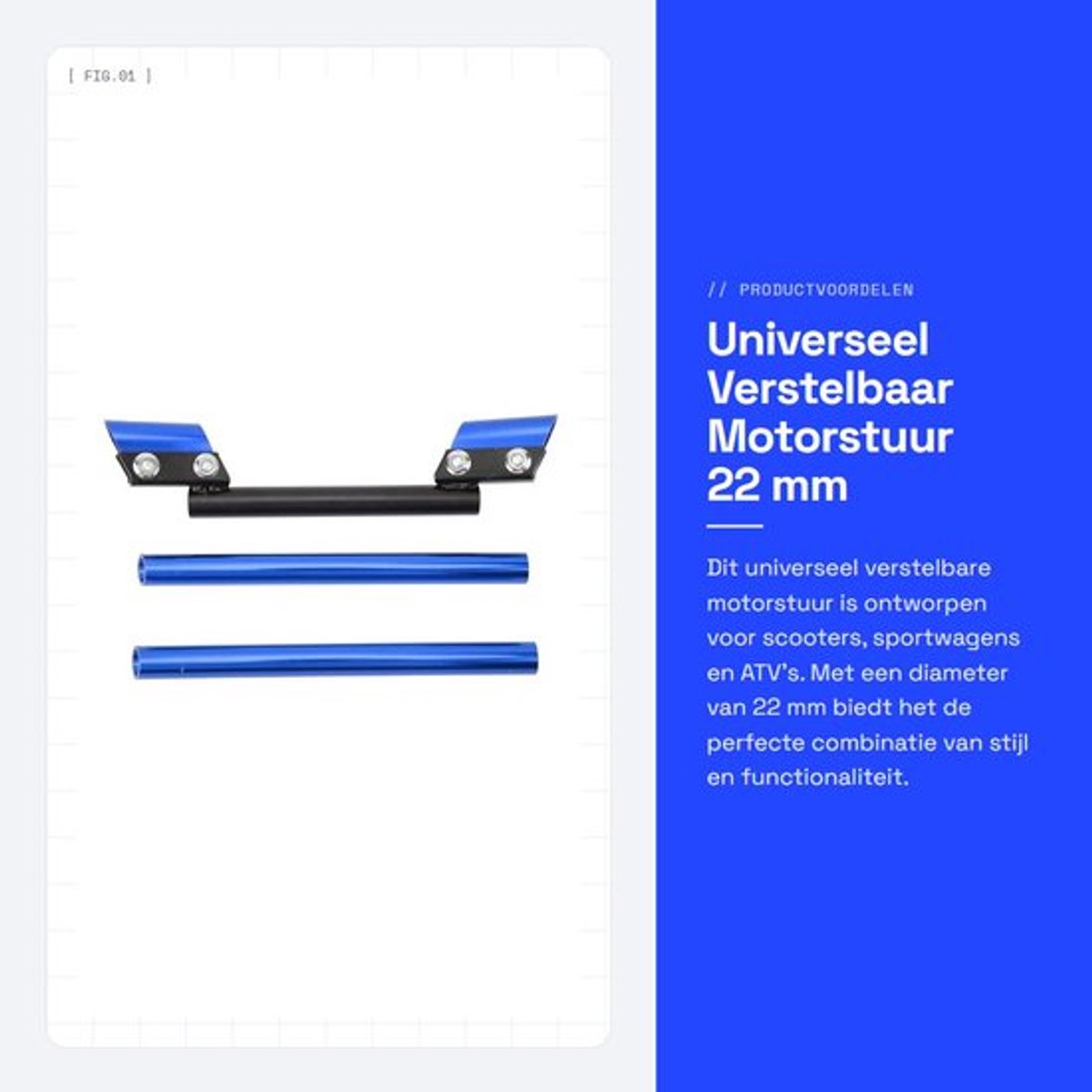 Universeel Verstelbaar Motorstuur 22 mm voor Scooter en ATV (Blauw)