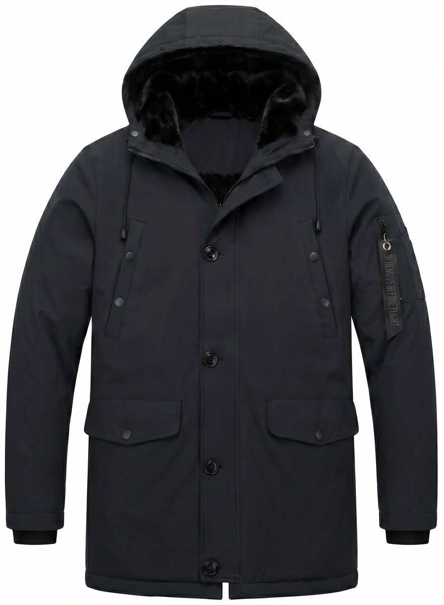 Parka Heren Winterjas - Winterjas Heren - LF7103 - Zwart - Maat S