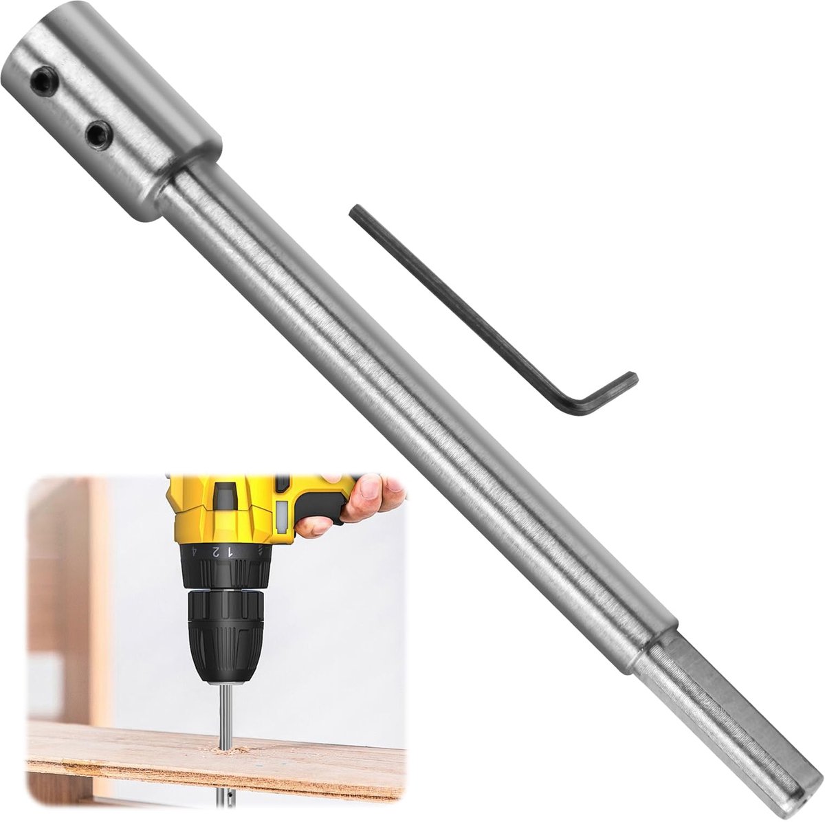 Dailygoods - 170mm Verlengstuk voor Forstner Boor - Carbon Staal