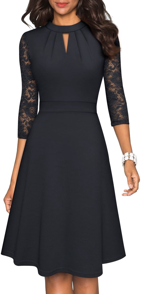 Dailygoods - Elegante Cocktailjurk met Kanten Mouwen voor Dames