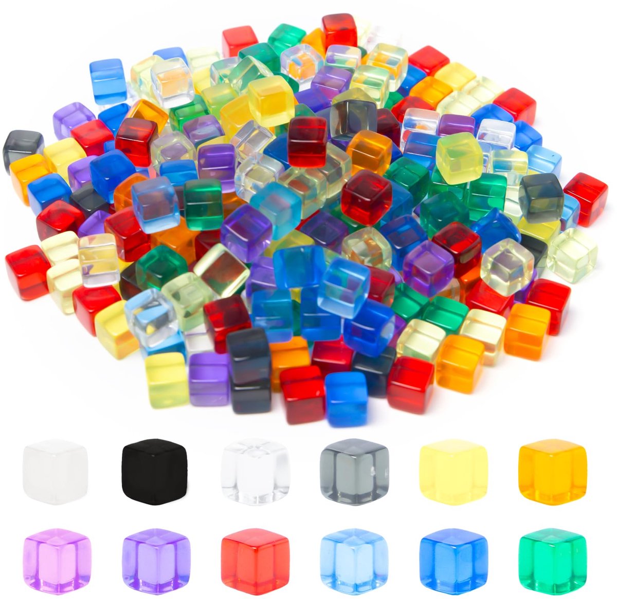 Dailygoods - 240 Stuks Mini-Dobbelstenen - Kleurrijk en Transparant