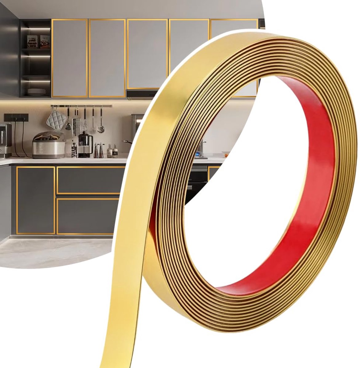 Dailygoods - Zelfklevende Moulding, Matte Goud (2 cm x 6 m) voor Decoratie