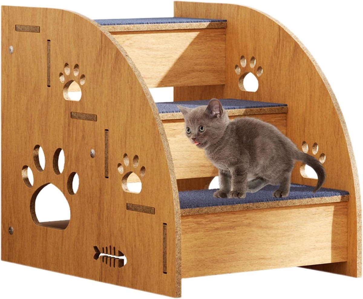 Huisdier Trappetje - Hondenbrug - Veilig de hoogte - Antislip bekleding - 3 Lagen - Multicolor