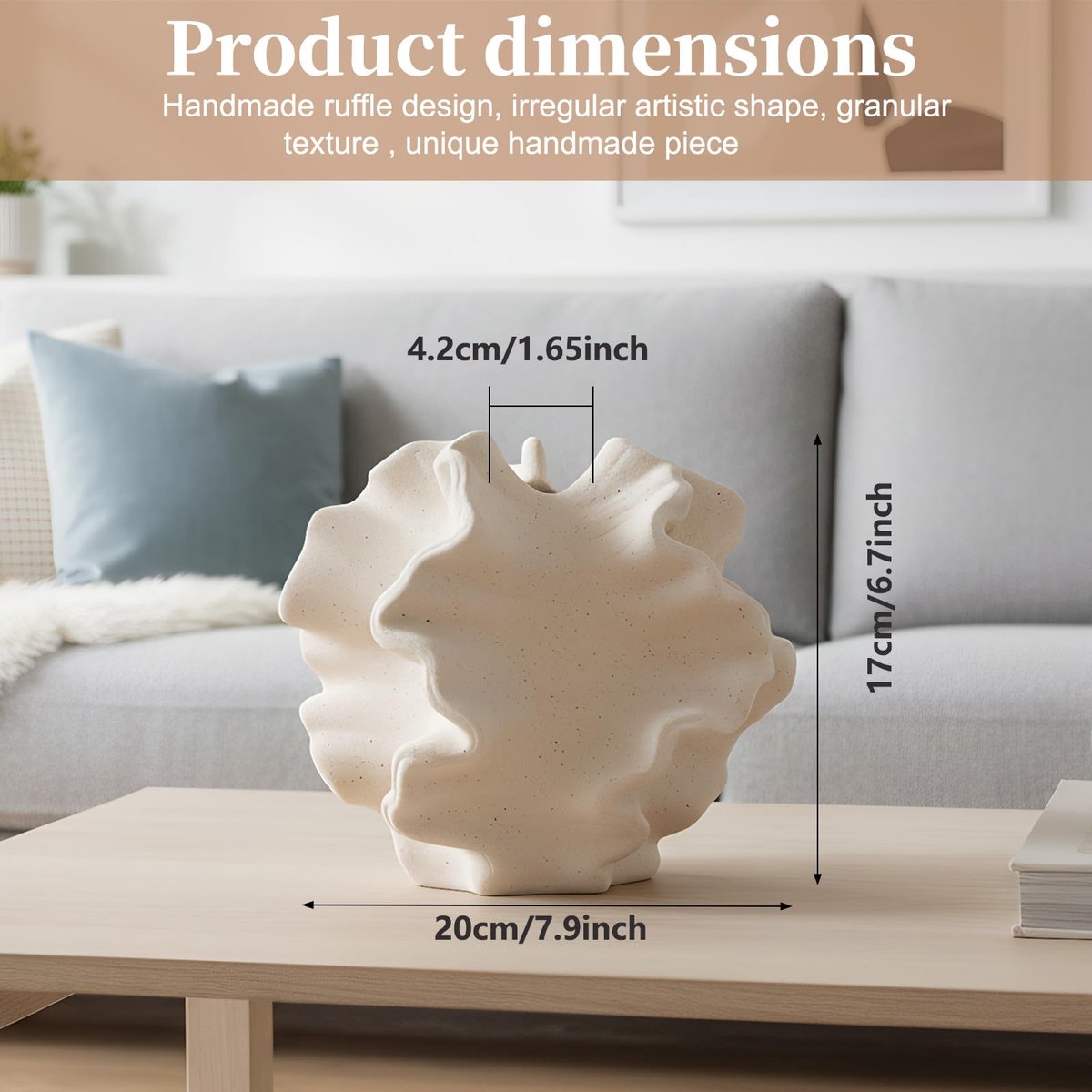 SnelShoppen - Grote Beige Keramische Vaas, Moderne Scandinavische Vazen voor Boho Bloemendecoratie, Esthetische Vaas voor Woonkamer, Kantoor, Salontaf