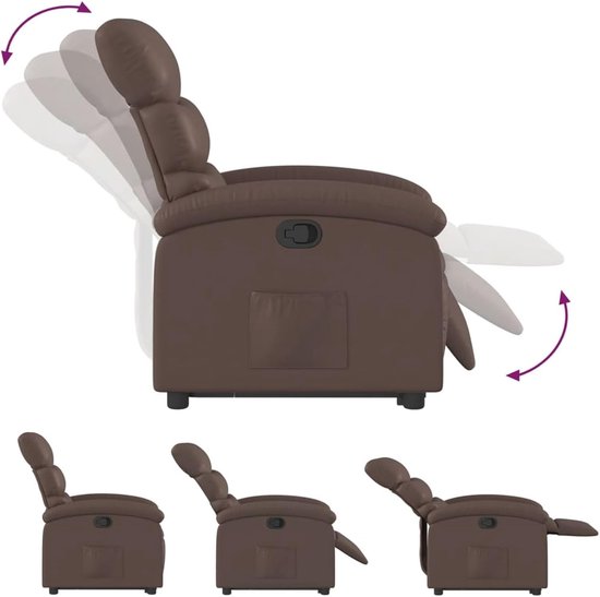 Relaxstoel met opstahulp - Comfortstoel sta op - Makkelijk opstaan - Elektrische opstahulp - 70 x 99.5 cm - Bruin — afbeelding 3