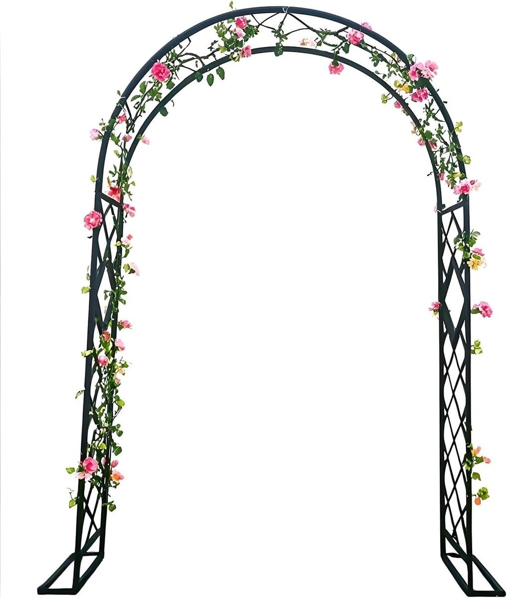 Tuinboog Metaal - Rozenboog Prieel - Klimplanten Ondersteunen - Duurzaam Staal - 2.6 x 2.4 m - Zwart