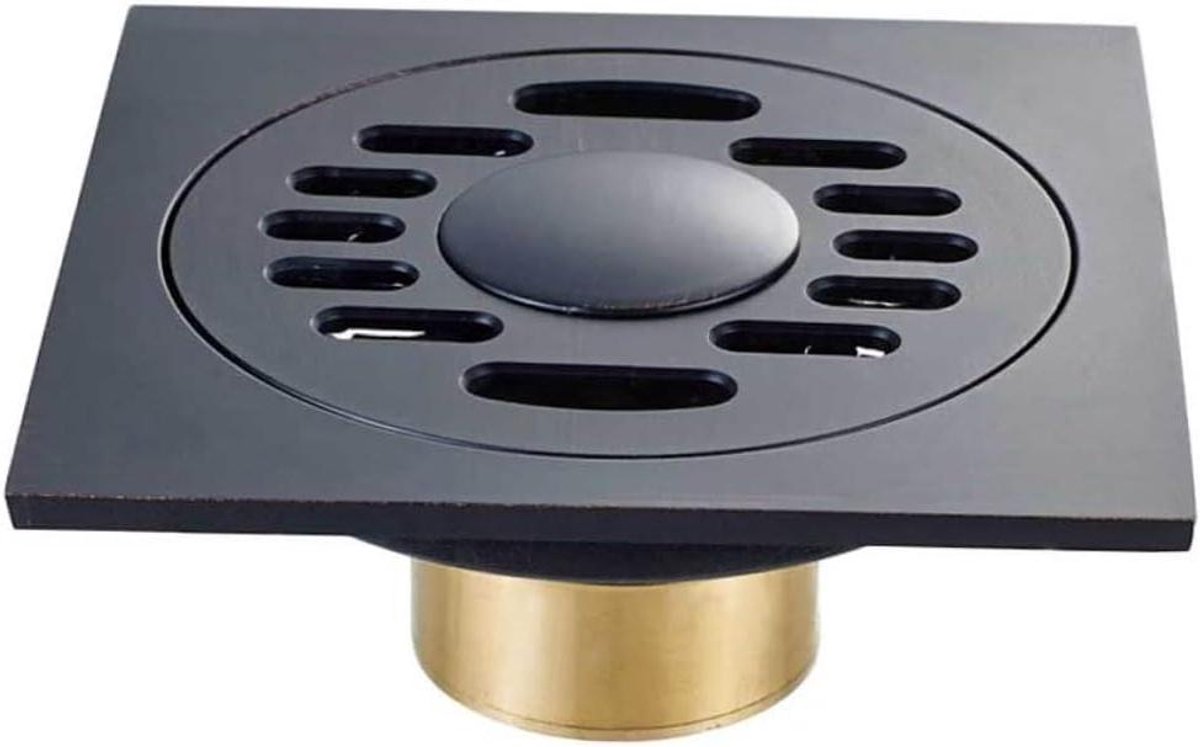Vloerafvoer Vierkant - Afvoerputje Keuken Badkamer - Voorkomen Geurtjes - Dubbel Gebruik Wasmachine - 10 x 10 cm - Zwart
