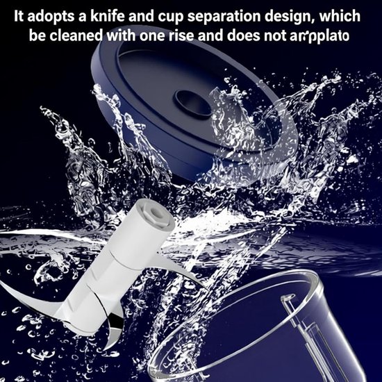 Elektrische Mini Chopper - Keuken Gadget - Snel Ingrediënten Hakken - Draadloze Flexibiliteit - 350 ml Capaciteit - Blauw — afbeelding 5