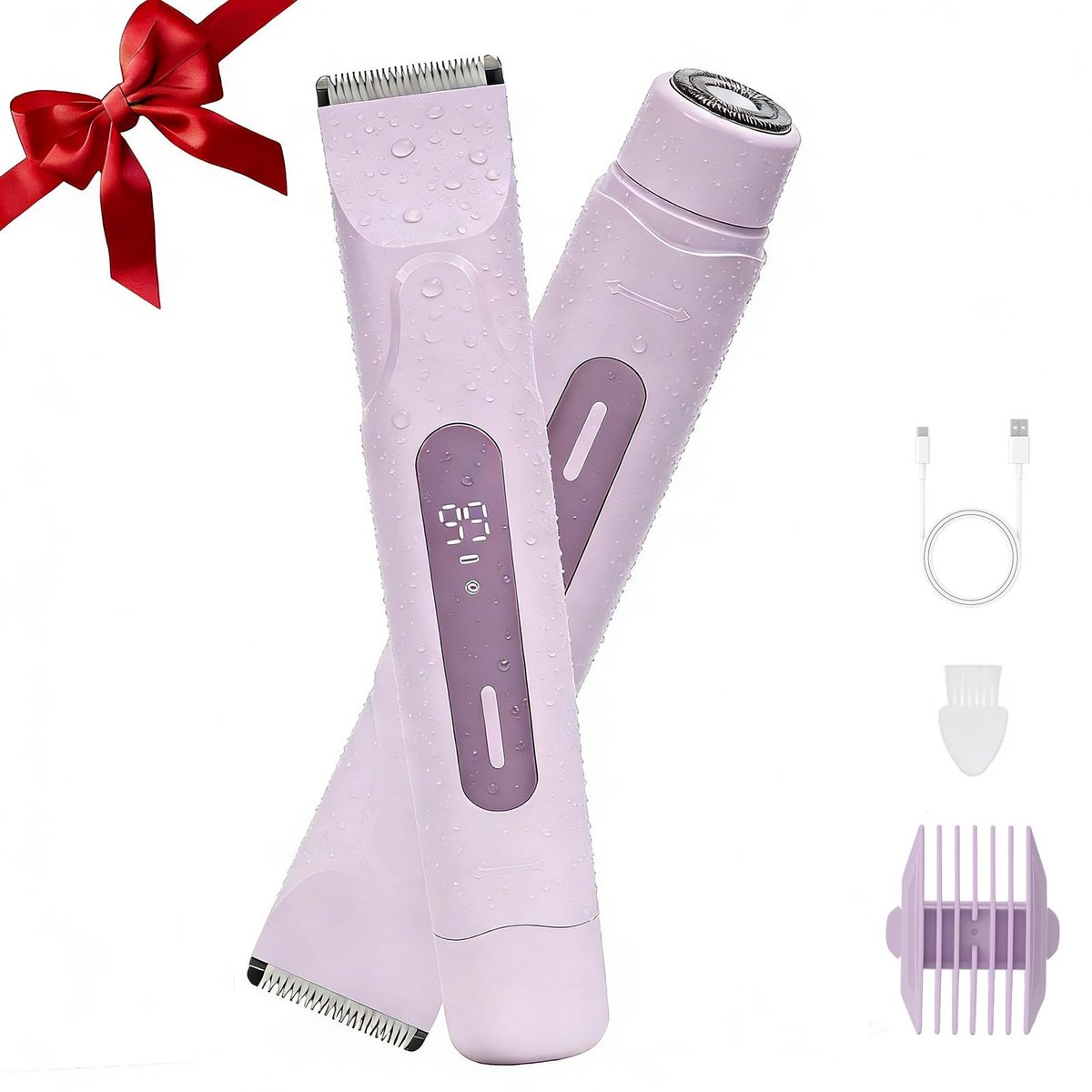 SnelShoppen - Wendict Dames Scheerapparaat voor Intieme Zone, Dubbele Kop, USB-C Oplader, IPX7 Waterdicht, LED-Display voor Gezicht, Benen en Oksels