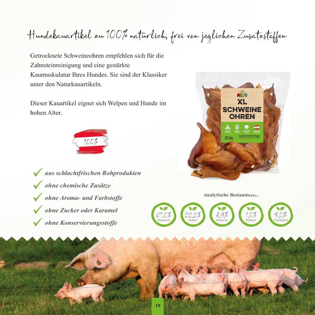 SnelShoppen - Gedroogde Varkensoren voor Honden en Puppy’s, 1200 g, 20 Stuks, 100% Natuurlijk Kauwspeelgoed, Perfect voor Training en Verwenmomenten