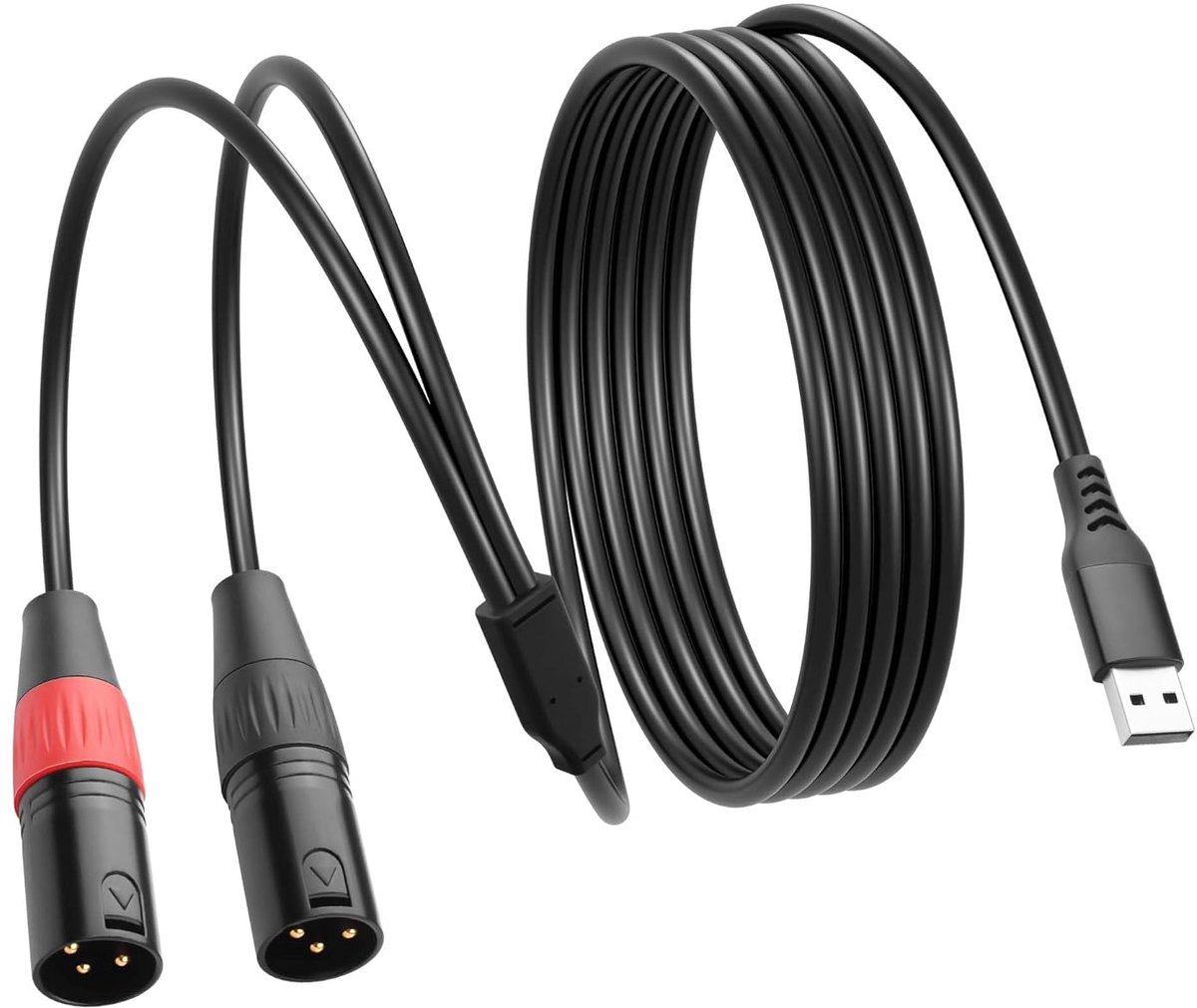 SinLoon USB-A Plug to Dual XLR Plug Audio Cable with Built-in 32-bit/384kHz DAC Chip Stereo Audio Jack Cable for - ShopVlot