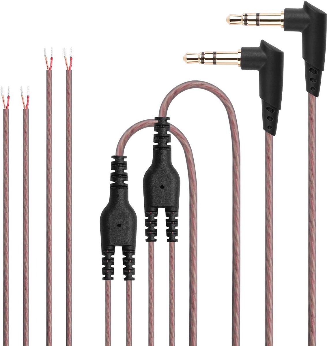 SinLoon Shielded DIY 2 Pin to 3.5mm Audio Cable, Pack of 2 High Purity OFC Copper Replacement Cable for In-Ear - ShopVlot