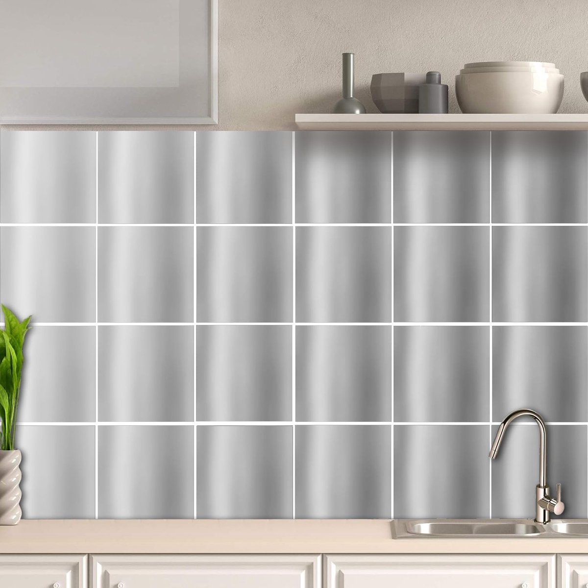 AREDE T1081 T1081 T1081 32 x Tile Stickers, Adhesive Wall Tiles for Bathroom, Kitchen, Peel and Stick, Self-Adhesive - ShopVlot