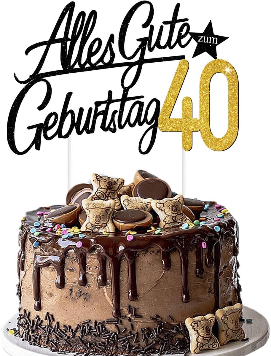 40th Birthday Cake Decoration - Glittering Cake Decoration for Women and Men (40) - ShopVlot