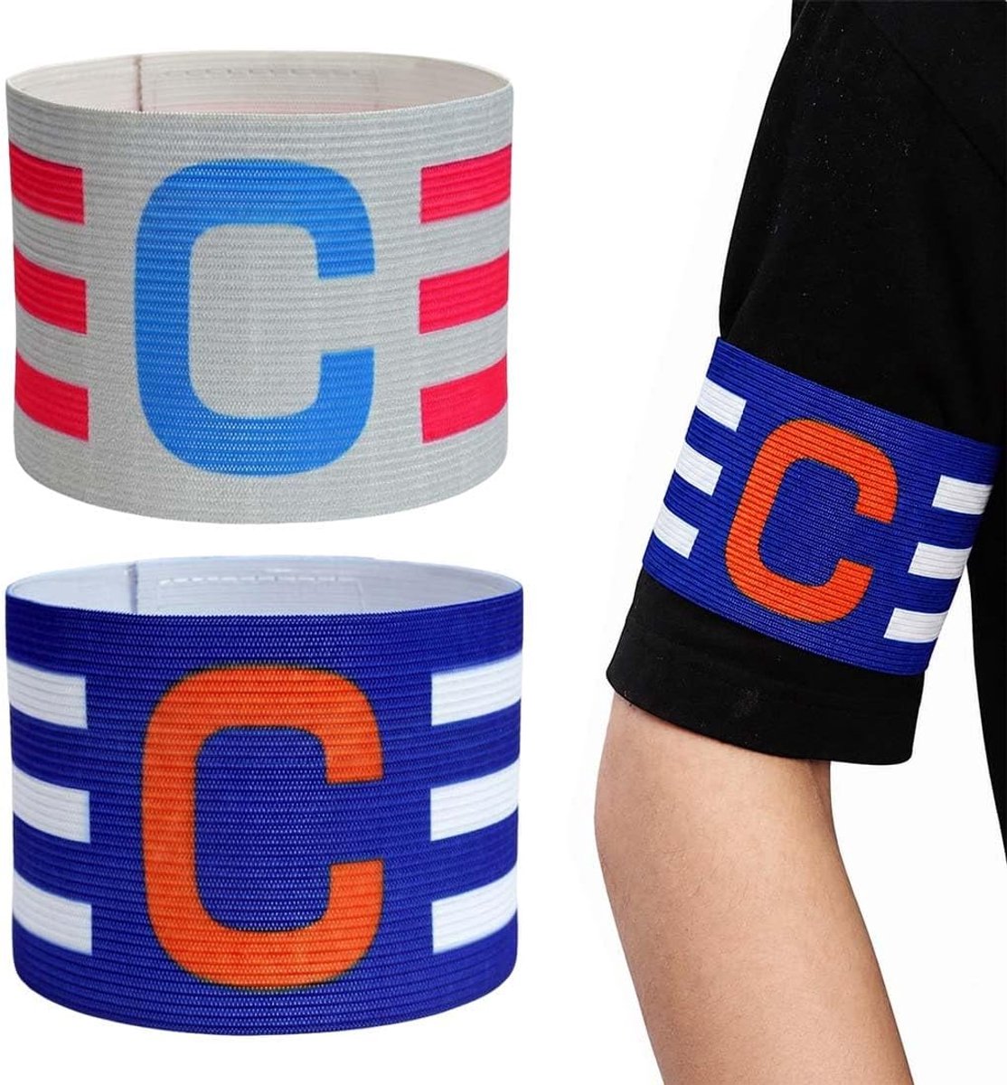 2 stuks kapiteinsbanden voetbal van nylon 31 x 6,5 cm met klittenbandsluiting, zwart en geel, voor volwassenen en - ShopVlot
