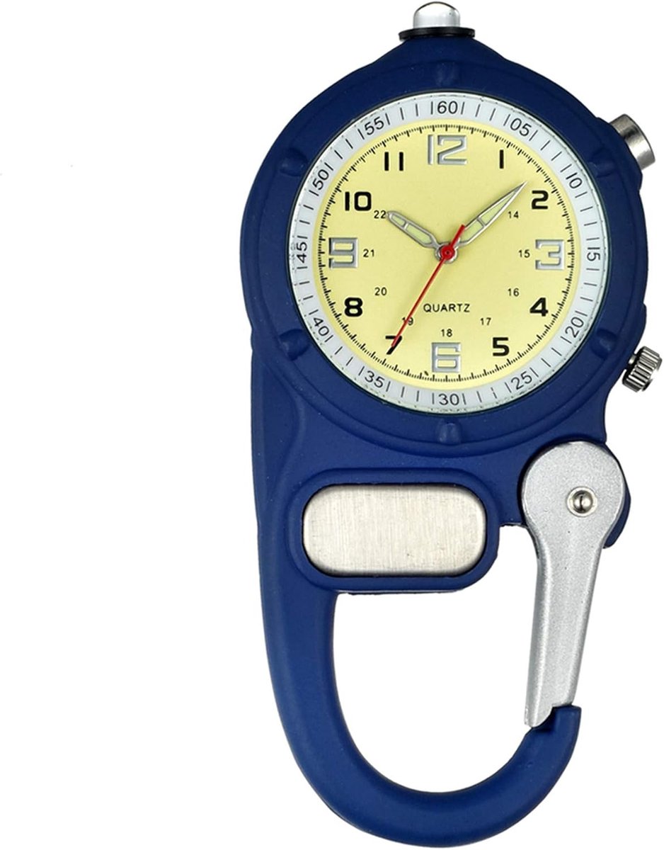 Avaner Pocket Watch with Carabiner Hook Carabiner Backpack Buckle Luminous Hands and Emergency Watch Small Torch - ShopVlot