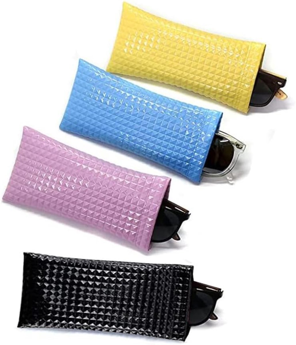 4 Pack Sunglasses Case, PU Leather Storage Bag for Sunglasses, Portable Travel Soft Sunglasses Case, Waterproof - ShopVlot
