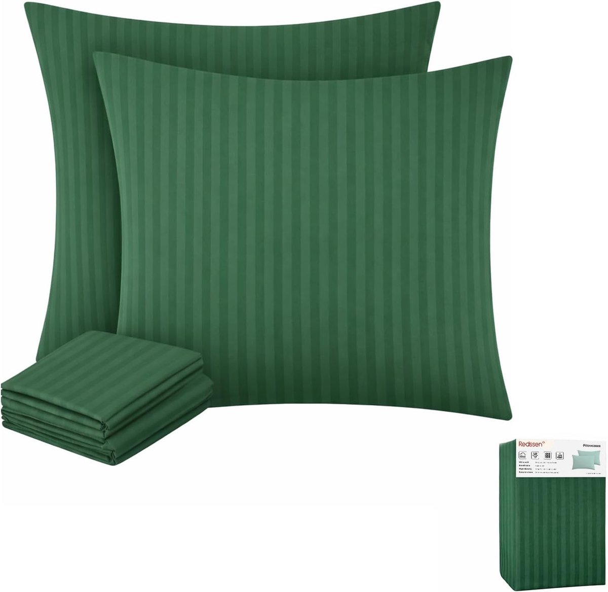 Kussensloop 65 x 65 cm, set van 2, hoofdkussensloop 65 x 65 cm, antraciet, 100% polyester, strijkvrij en kreukvrij - ShopVlot