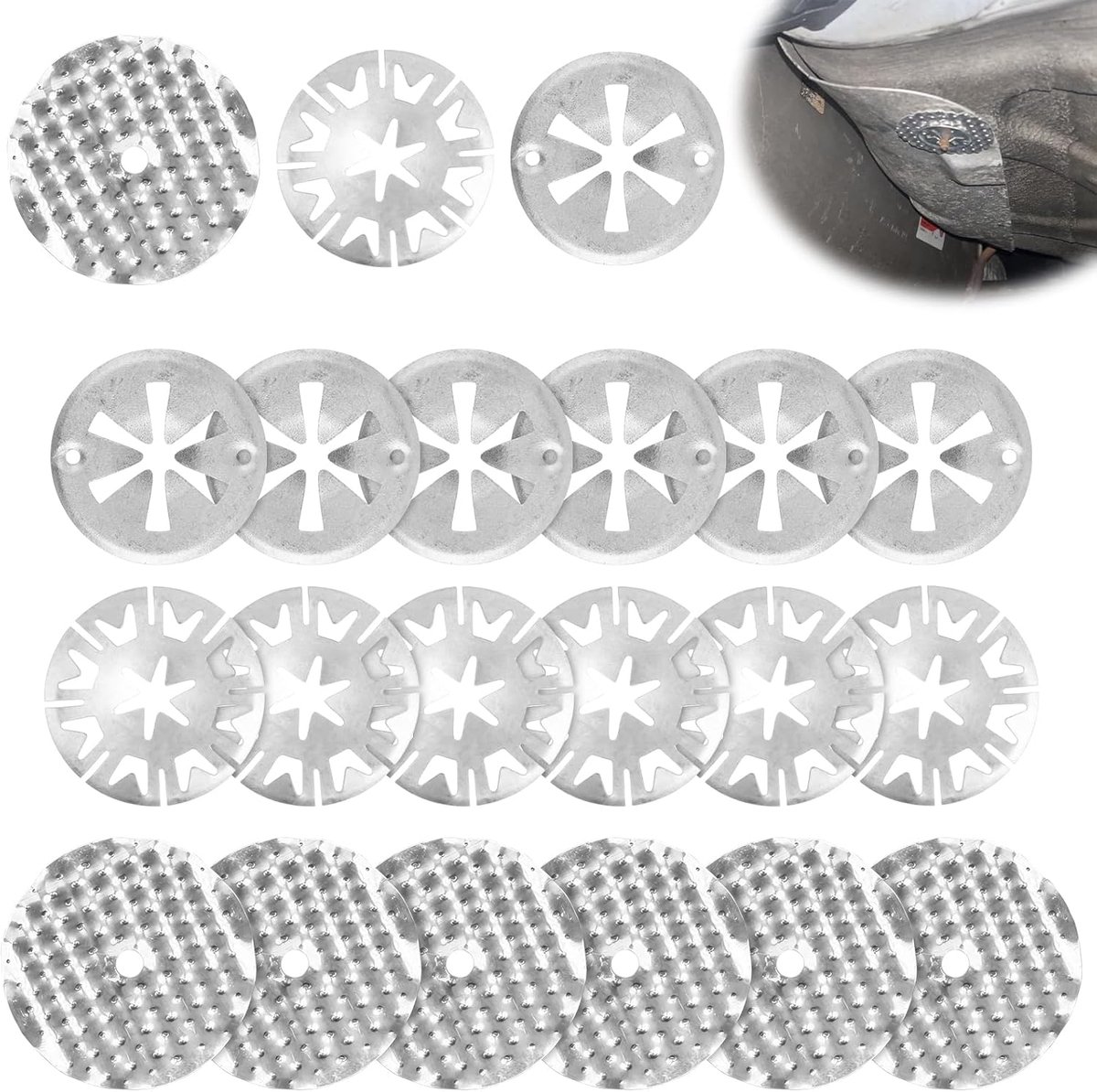 hittebeschermingsplaten reparatieset 36 stuks - 30 mm klemschijven - roestvrij metaal - ShopVlot