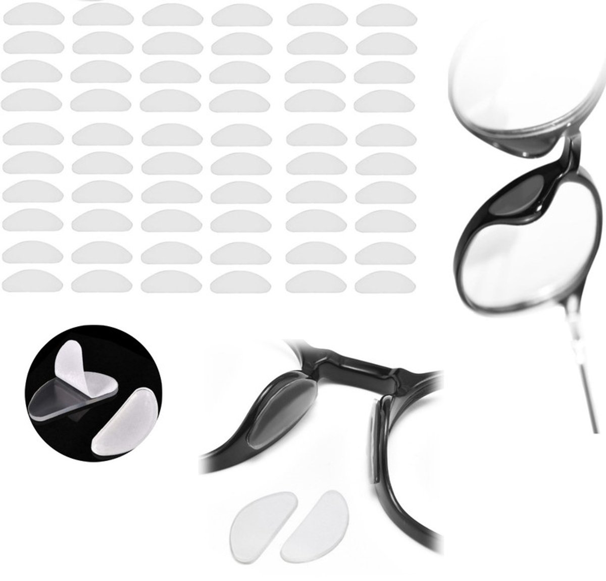 Neuskussentjes voor brillen (verpakking van 30 paar) – Zelfklevende neussteunen – Brilkussentjes – Antislip siliconen pads – Brilaccessoires – Geschikt voor alle soorten brillen & zonnebrillen – 1,95 x 0,85 x 0,09 cm