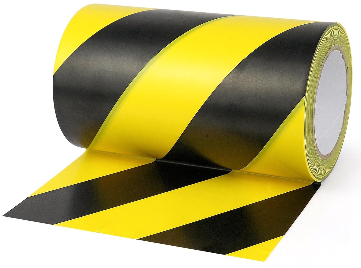 BOMEI PACK Warning Tape Yellow Black Warning Tape Danger Warning PVC For Floor Markers 200mm x 33m - ShopVlot
