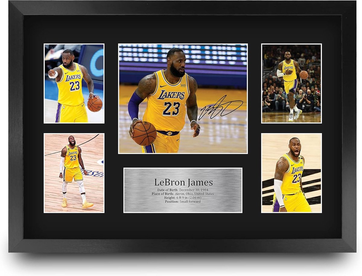 HWC Tradin FR A3 LeBron James Lakers Gifts Printed Signed Presentation Display For Basketball Memorabilia Fans - ShopVlot